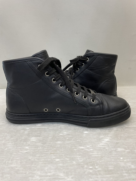 GUCCI ハイカット レザー スニーカー 黒　6  1/2