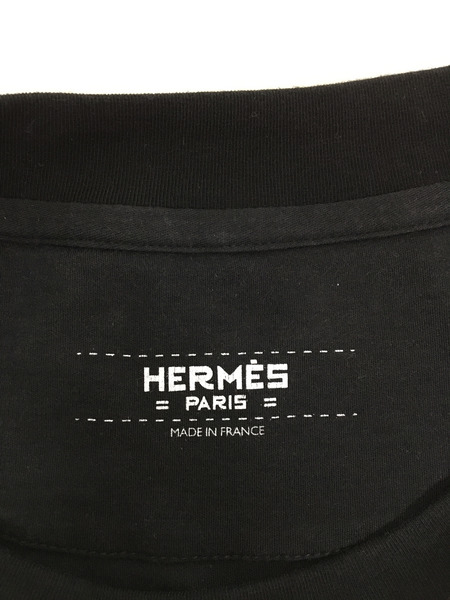 HERMES ポケット Tシャツ 刺繍 38 黒