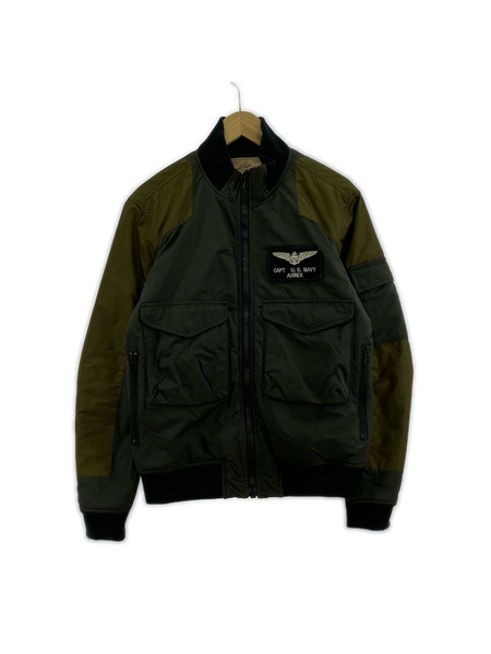 AVIREX ジャケット ワッペン フライト ジャケット カーキ M