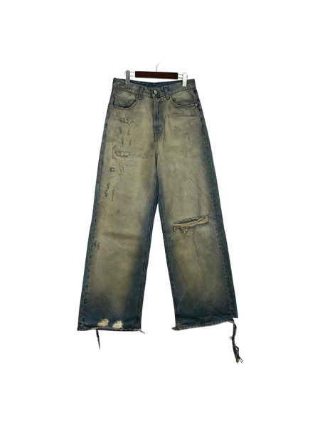 lil denim jean クラッシュデニムパンツ 30 ブルー