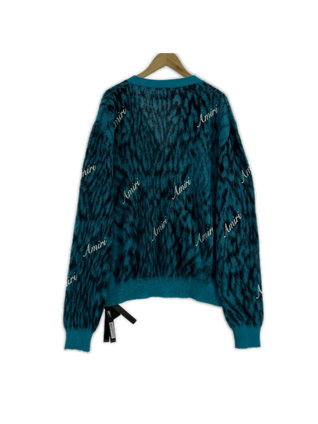 AMIRI MOHAIR CHEETAH CARDIGAN モヘヤ混カーディガン L ターコイズ