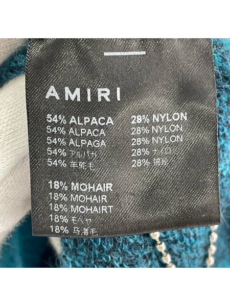 AMIRI MOHAIR CHEETAH CARDIGAN モヘヤ混カーディガン L ターコイズ