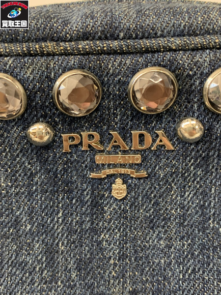 ショルダーバッグ PRADA ビジュー付き ミニショルダー デニム[値下]
