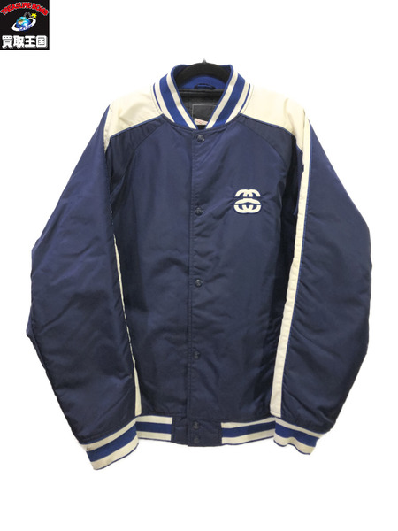 STUSSY 00s SSロゴ 袖ロゴ スタジャン ネイビー　タグ欠損 右腕ダメージ[値下]