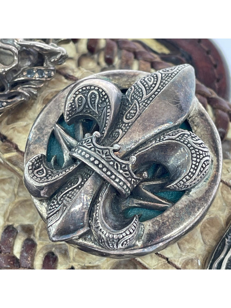 ALZUNI 長財布 カービング コンチョ カスタム レザー 茶