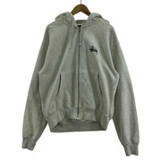 STUSSY パーカー(ジップアップ) BASIC STUSSY ZIP HOODIE/グレー/M