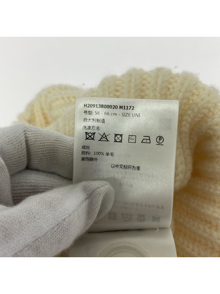 MONCLER ニットキャップ ワッペンニット帽 白[値下]