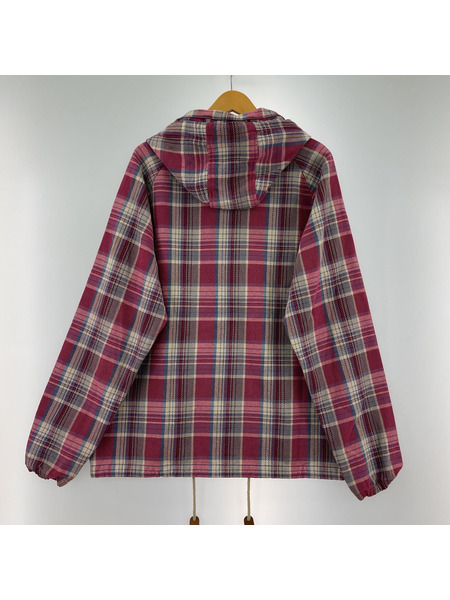 STUSSY パーカー(ジップアップ) チェックネルパーカー/RED/L