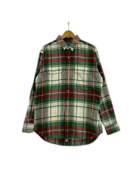 POLO RALPH LAUREN 長袖シャツ チェック 緑白 (XL)