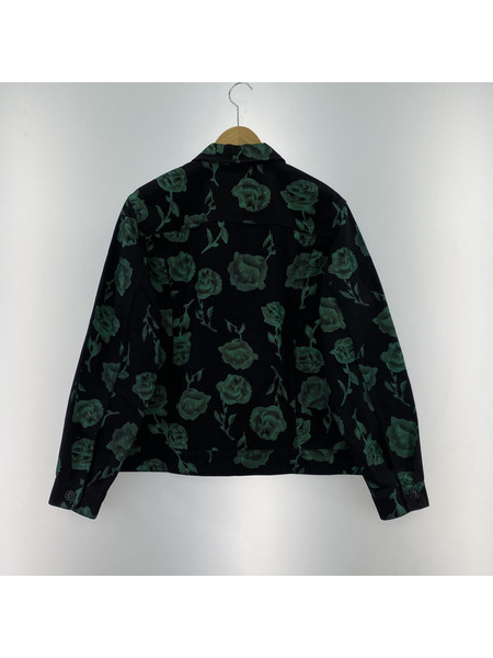 Aries rose print zip jacket 黒 緑 L SPAR70008