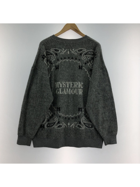 HYSTERIC GLAMOUR ニット・セーター PAISLEYジャカード オーバーサイズスウェット[値下]