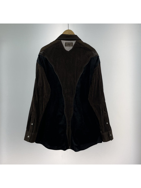 blank PIPING SPARKLY VELOUR SHIRT ベロアシャツ 0 ブラウン×ブラック