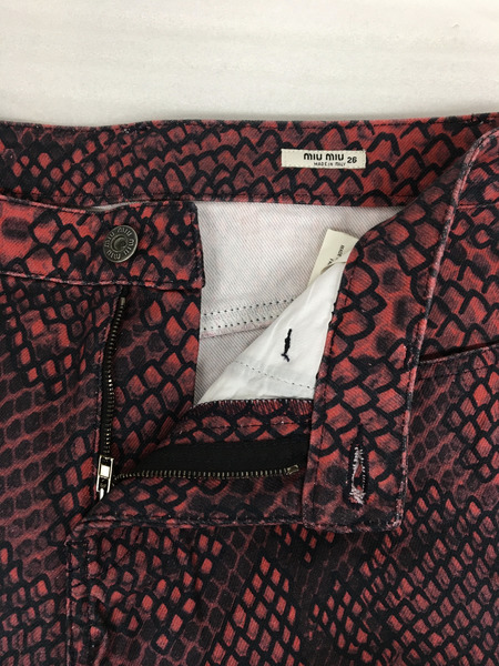 レディースラグ衣料 Miu Miu/ストレートパンツ/パイソン柄/赤