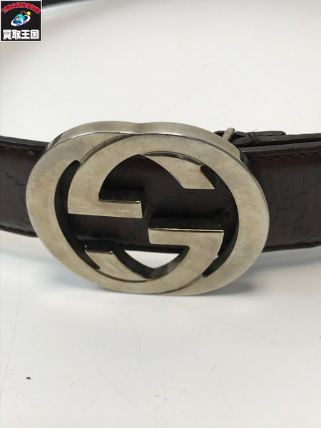 GUCCI グッチ インターロッキングG レザーベルト ブラウン/ブラック