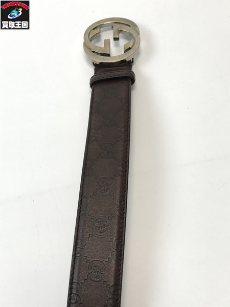 GUCCI グッチ インターロッキングG レザーベルト ブラウン/ブラック