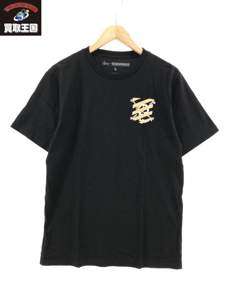 STUSSY×NEIGHBORHOOD LIFE MEMBER Tシャツ(M) ブラック[値下]