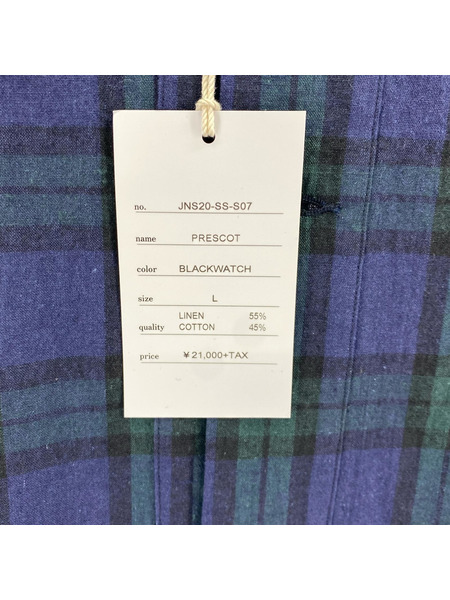 半袖シャツ JANIS&Co S/S ノーカラー チェックシャツ