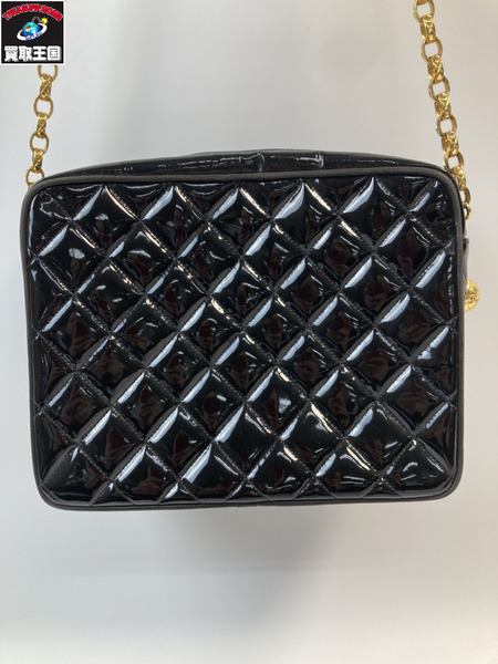 CHANEL シャネル チェーンショルダーバッグ パテントレザー　ゴールド金具　ブラック 黒