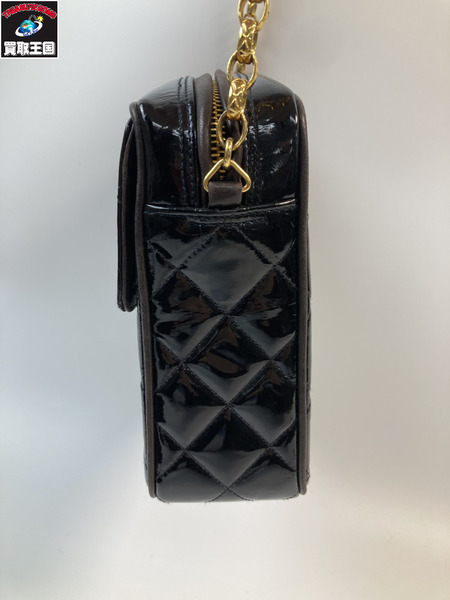 CHANEL シャネル チェーンショルダーバッグ パテントレザー　ゴールド金具　ブラック 黒