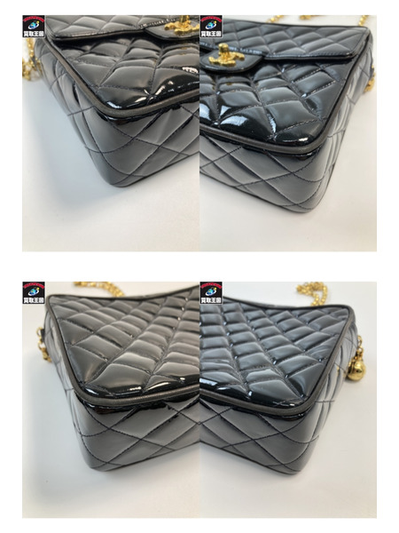 CHANEL シャネル チェーンショルダーバッグ パテントレザー　ゴールド金具　ブラック 黒
