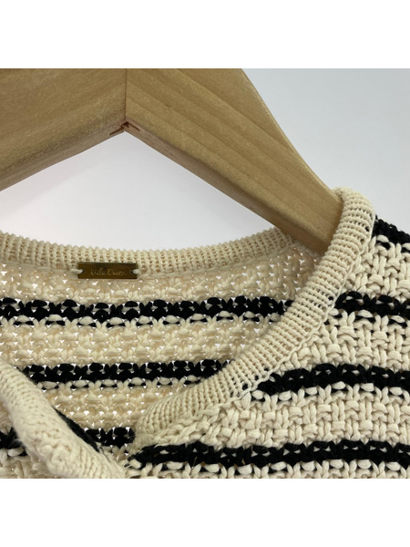 Mila Owen カーディガン 金ボタンショート丈ボーダー