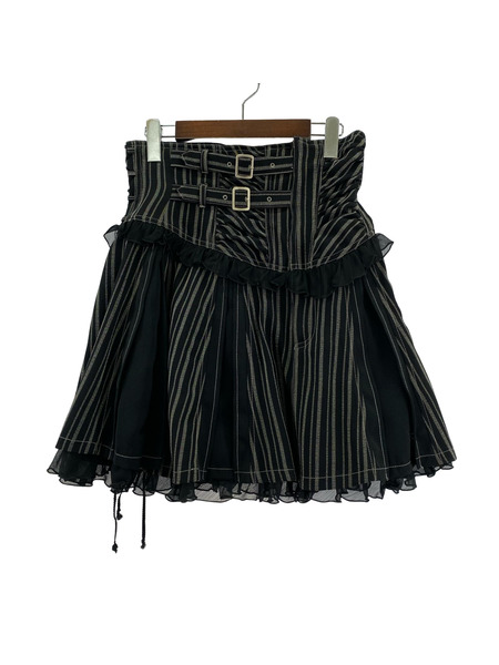 ミニスカート ALGON QUINS ストライプ スカート F 黒