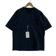 半袖シャツ JANIS&Co S/S ノーカラー チェックシャツ