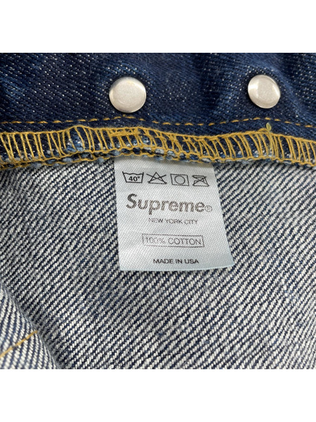 Supreme 赤パッチデニムパンツ インディゴブルー