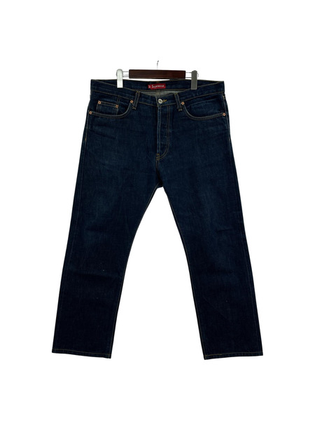 Supreme 赤パッチデニムパンツ インディゴブルー