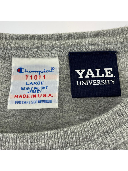 Champion 半袖Tシャツ・カットソー USA製 T1011 YALE TEE グレー (L)[値下]