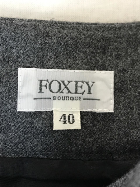 FOXEY BOUTIQUE フロントボタンウールスカート 40 GRY[値下]