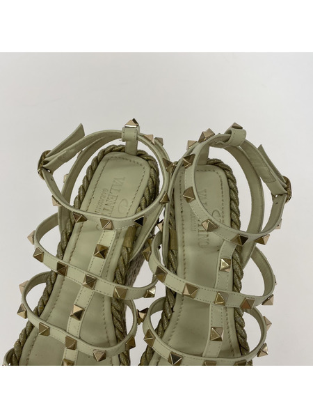 VALENTINO GARAVANI ソノ他 ロックスタッズカーフスキンストラップウェッジサンダル