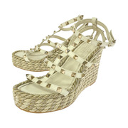 VALENTINO GARAVANI ソノ他 ロックスタッズカーフスキンストラップウェッジサンダル