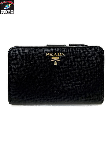 PRADA サフィアーノレザー 二つ折り財布 ブラック