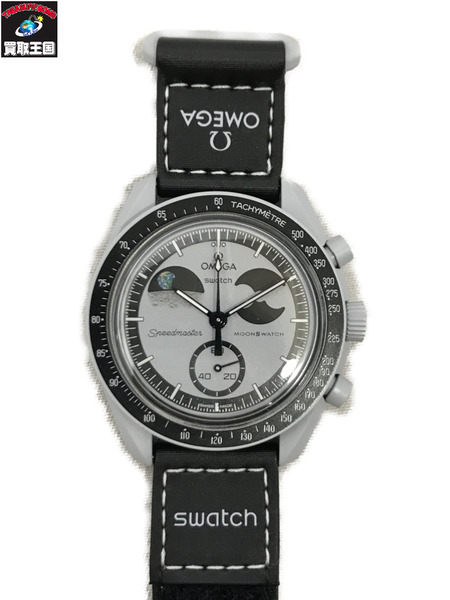 オメガ×スウォッチ/ミッショントゥアースフェイズ/S033M700/電池交換済み メンズQZ