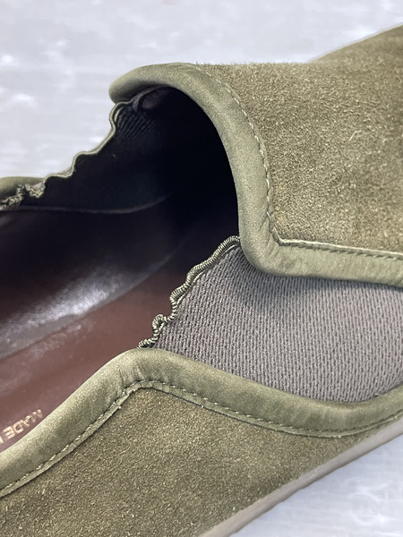 90s COMME des GARCONS HOMME 日本製 ラバーソール スウェードスリッポン 26.5 オリーブ