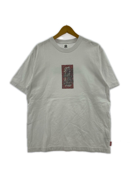 BLACK EYE PATCH TEAM TOMODACHI HWC RHINESTONE TEE 白 (M)