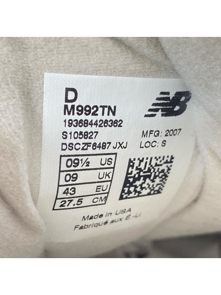 NEW BALANCE スニーカー M992TN TAN ベージュ 27.5cm