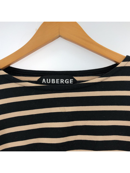 AUBERGE COCO ボーダーバスクシャツ 44 black×beige