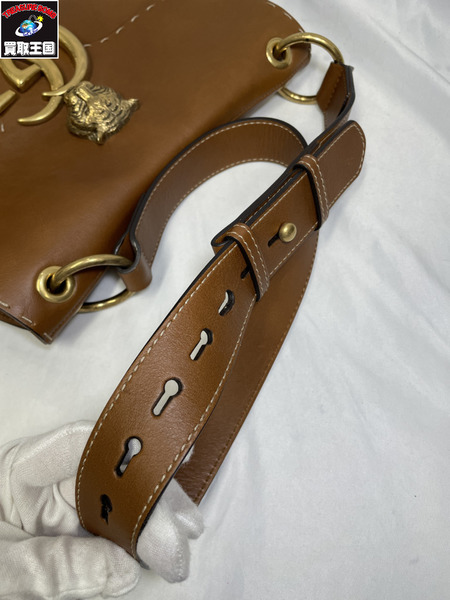 ショルダーバッグ GGマーモント キャットヘッド レザーショルダーバッグ茶