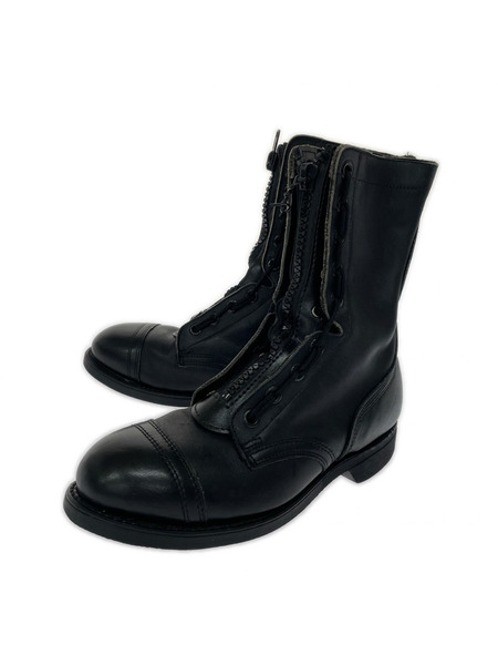 ブーツ フロントジップ ミリタリーブーツ 黒 (6 1/2)