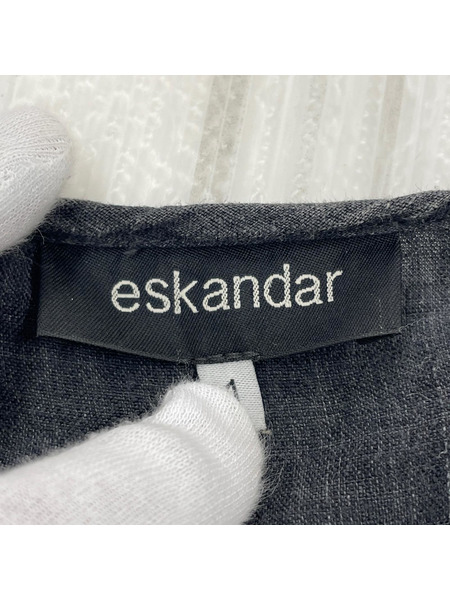 eskandar ノーカラーリネンシャツ 1 黒