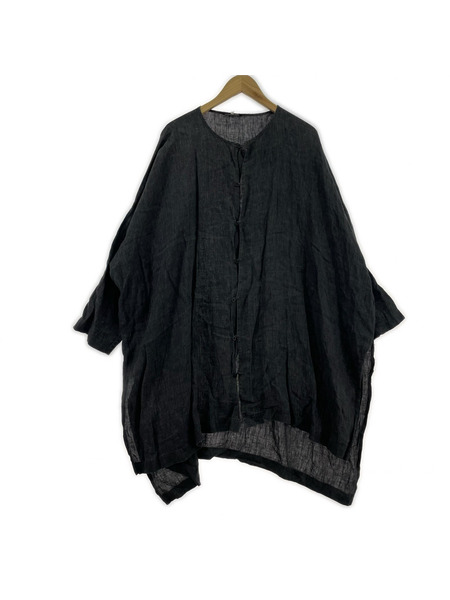 eskandar ノーカラーリネンシャツ 1 黒