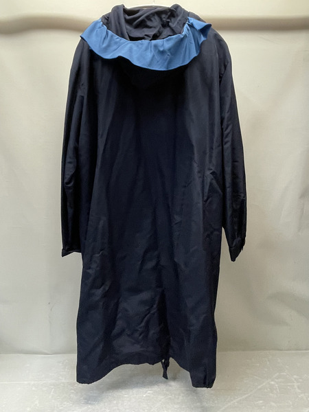 PRADA フリルデザイン ナイロンロングコート 38 紺