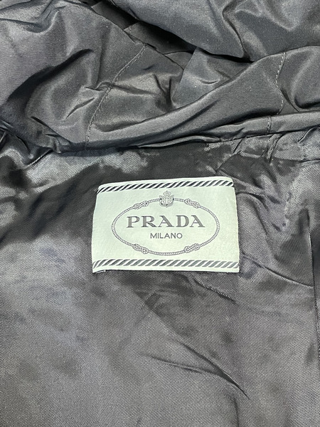 PRADA フリルデザイン ナイロンロングコート 38 紺