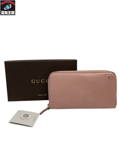 GUCCI グッチ 449347 ラウンドファスナー 長財布 ピンク サイフ