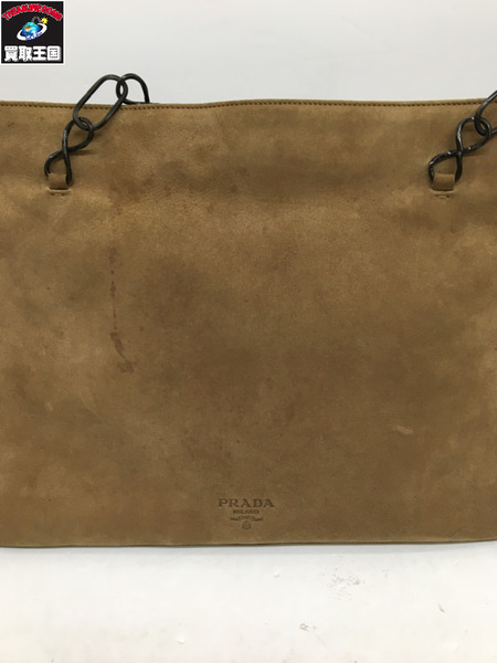 ショルダーバッグ PRADA スウェードチェーンショルダー　茶