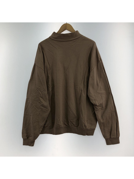 AURALEE ELASTIC HIGH GAUGE SWEAT HALF ZIP 4 ブラウン[値下]