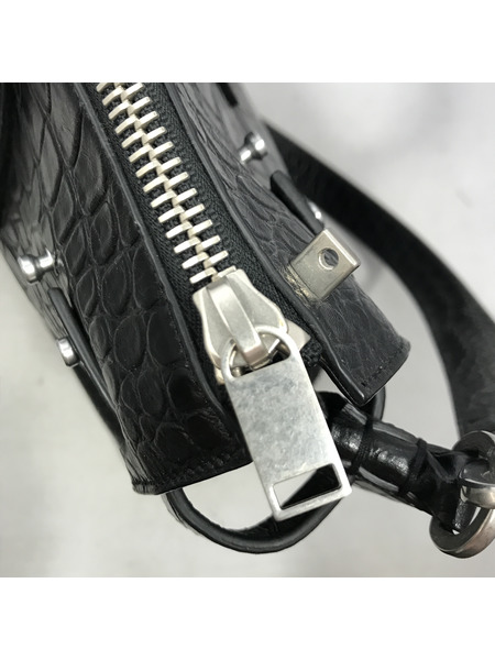 ショルダーバッグ クロコレザー 2WAYショルダーバッグ ブラック 408583