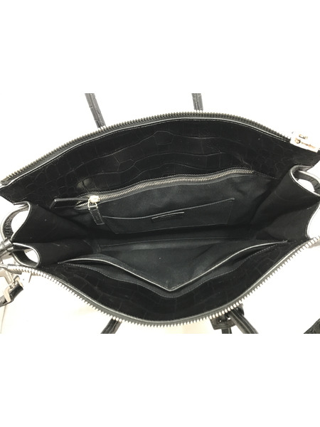 ショルダーバッグ クロコレザー 2WAYショルダーバッグ ブラック 408583